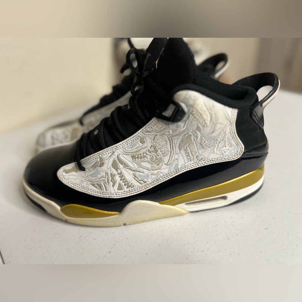 Nike Jordan Dub Zero Black and White Gold Trim 311046-005 Size 11 Sneakers Shoes - Picture 5 of 8